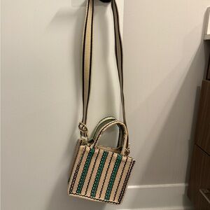 Amazon Tan and Green Striped Mini Bag